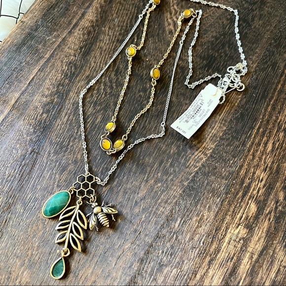πππSOLDπππLUCKY BRAND Semi precious mixed metals beehive + stone long lay - Picture 10 of 11